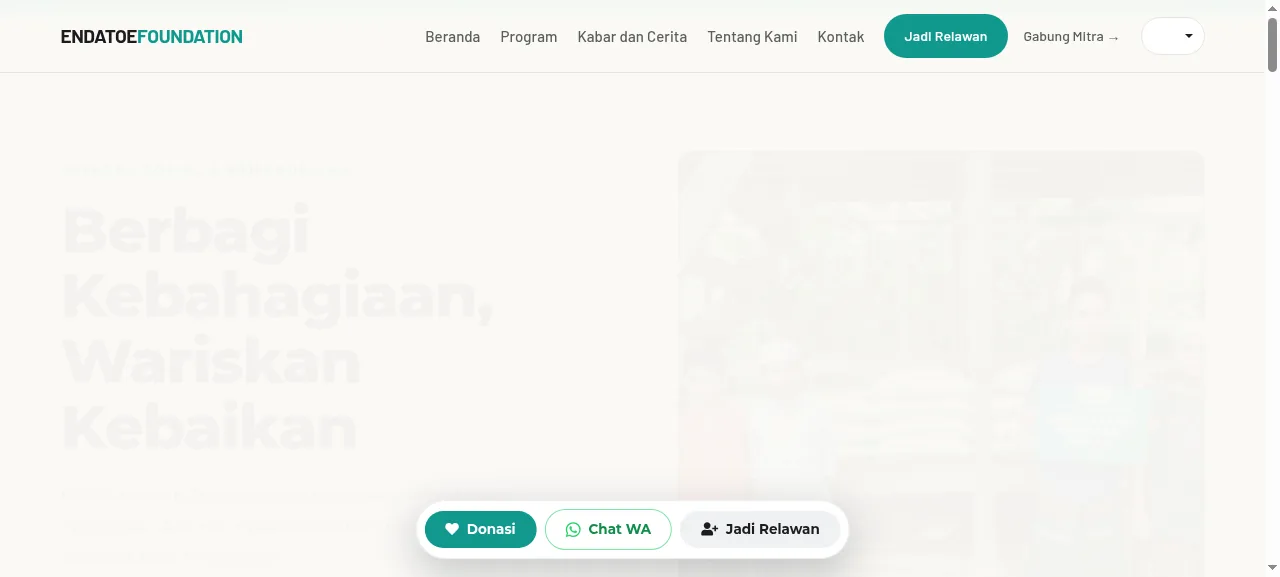Screenshot situs Endatoe Foundation
